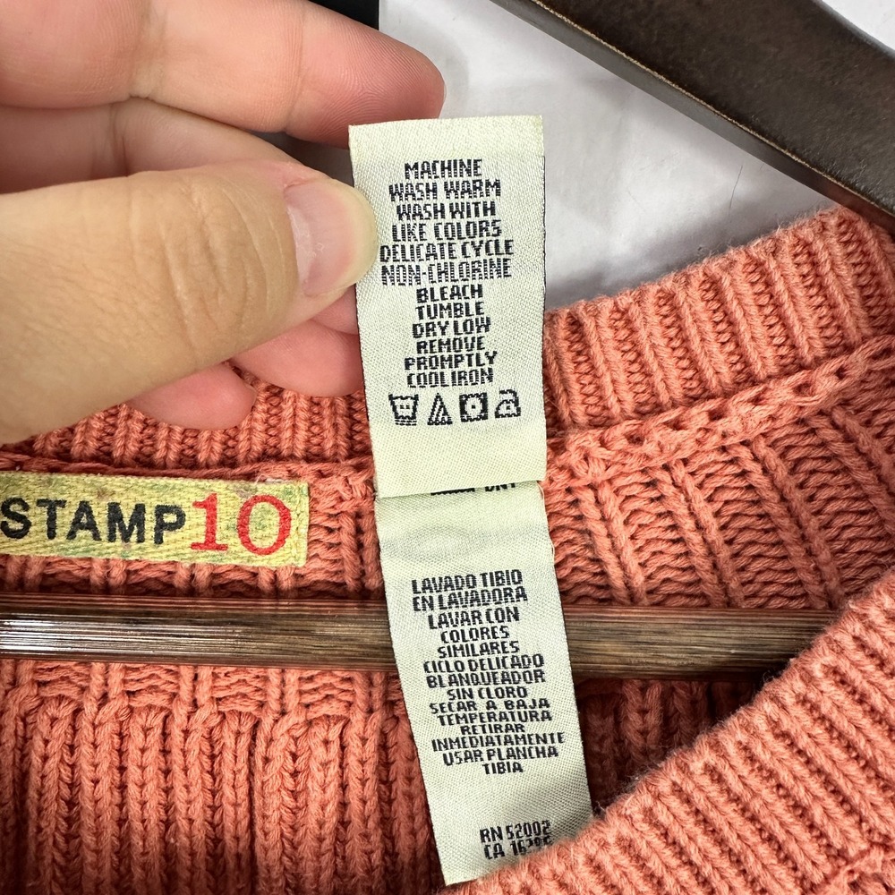 Vintage Y2K‎ Stamp 10 Coral Button Cardigan S Cropped Cottagecore Preppy Indie - Picture 3 of 6